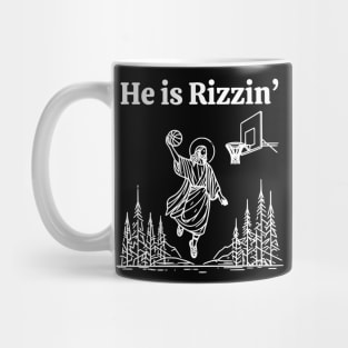 He Is Rizzin Funny Jesus Playing BasketBall He is Rizzen Mug